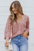 Bishop Sleeve V-Neck Drop Shoulder Button Front Knit Cardigan Sweater